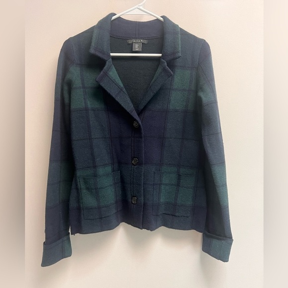 TAHARI Women’s Navy Green Plaid Blazer - Size Small - Picture 10 of 10